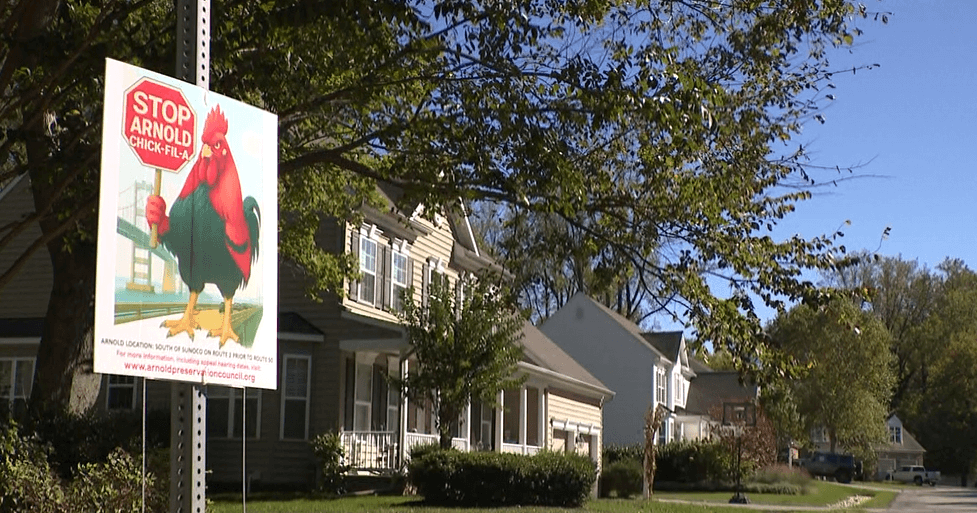 The proposed Chick-fil-A drive-through site in Arnold, Maryland facing community opposition